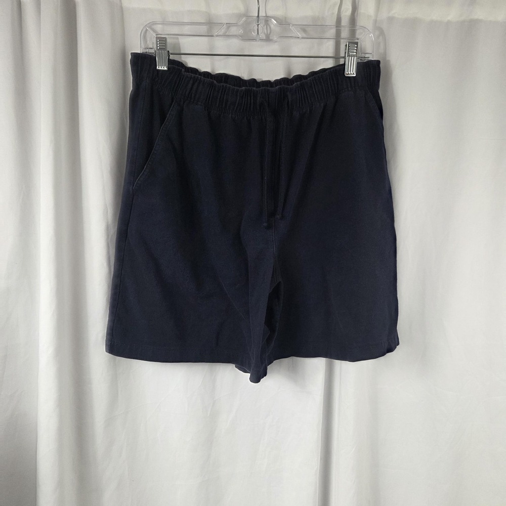 Karen Scott Shorts Womens Medium Blue Knit Sweat Elastic Waist Drawstring Casual